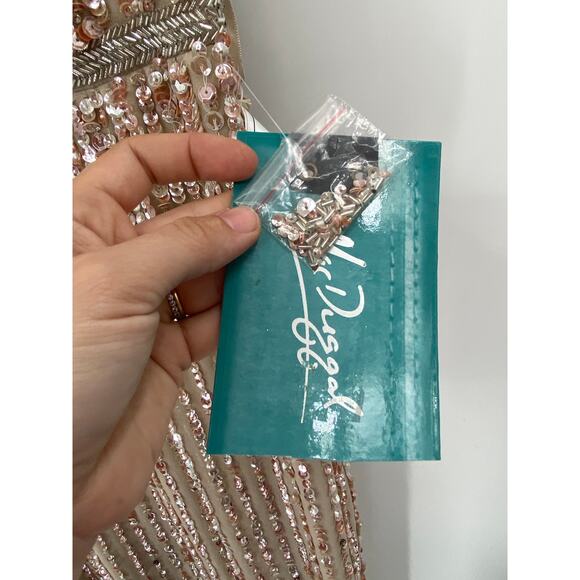 Mac Duggal Nude Sequined High Neck Sleeveless Gown Size 8 NWT - Picture 5 of 8